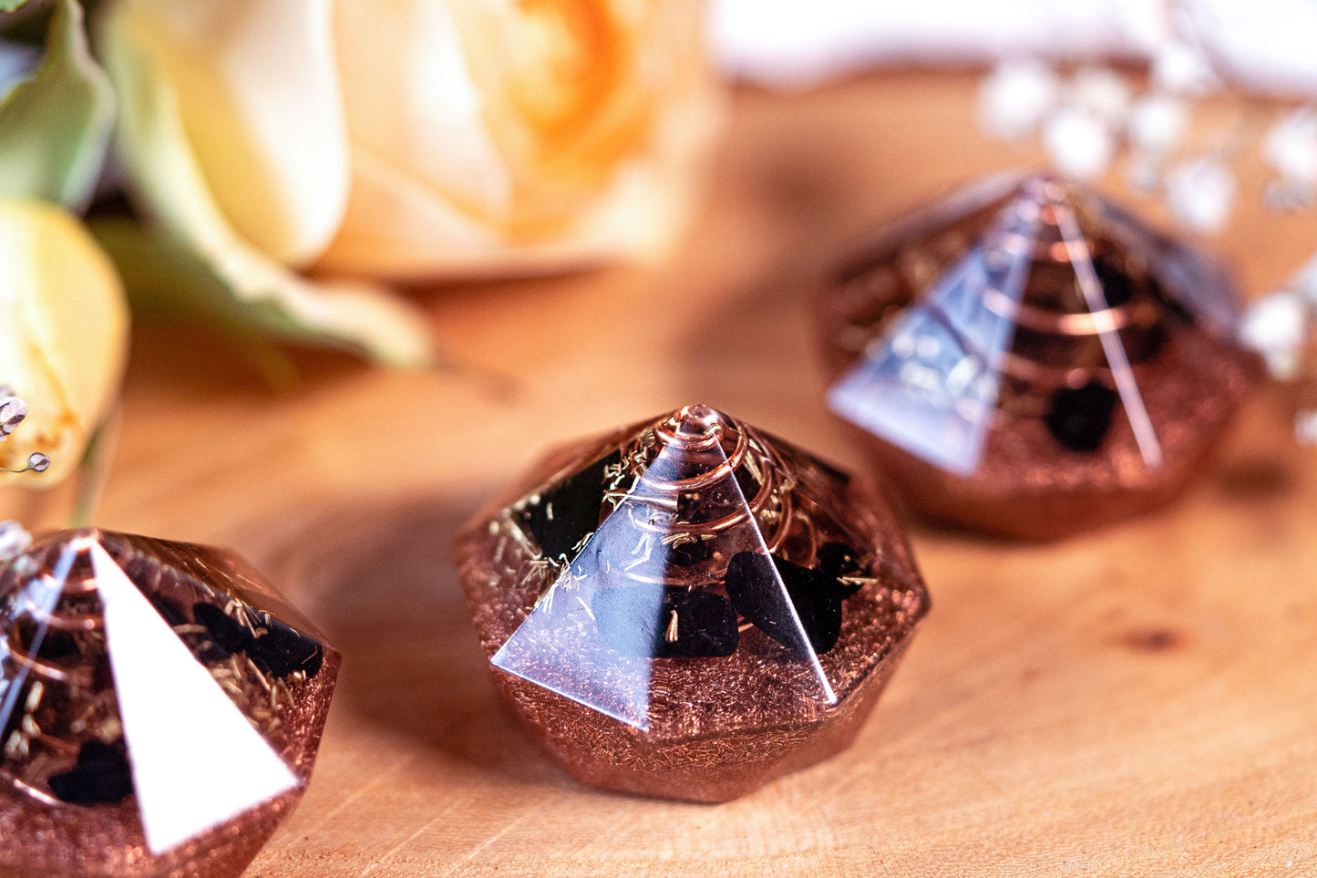 Mini Orgonit Diamant - schwarzer Turmalin inkl. Spirale