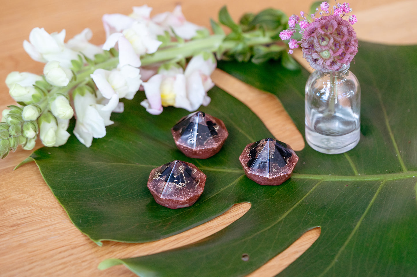 Mini Orgonit Diamant - schwarzer Turmalin inkl. Spirale